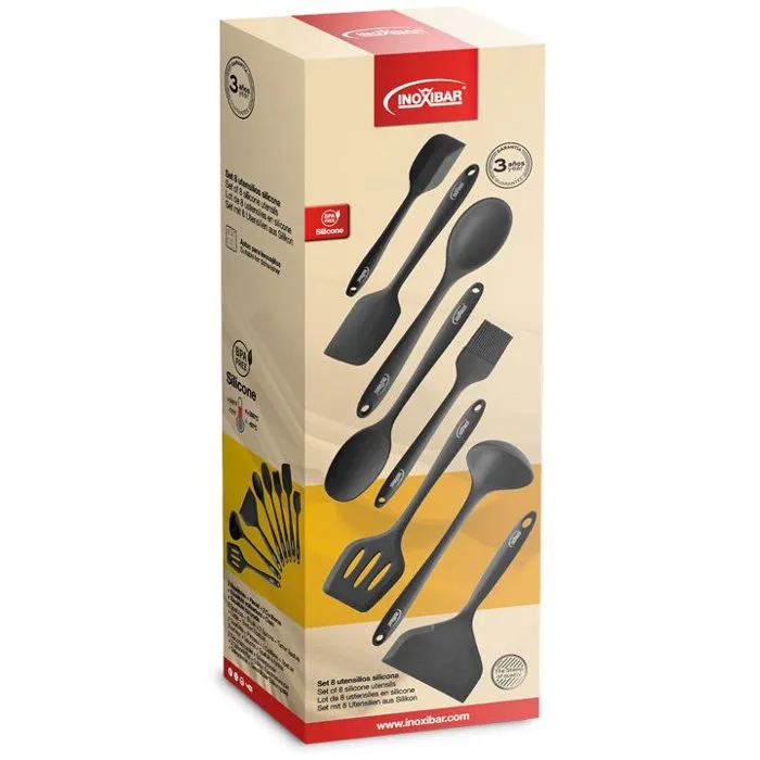 Inoxibar Set d'ustensiles de cuisine - Lot de 8 en silicone sans BPA