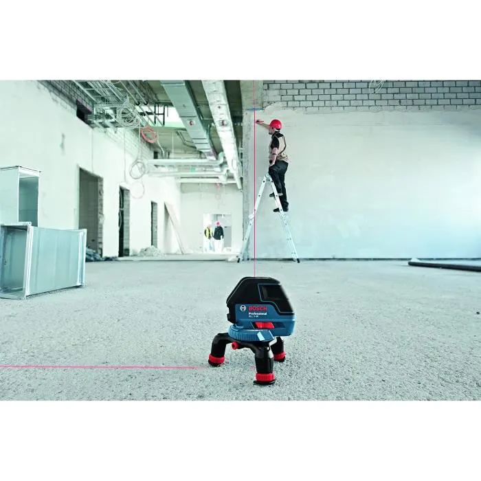 Bosch Professional Laser lignes GLL 3-50 - Laser de niveau et d'alignement à 2 lignes verticale et horizontale, portée 50 m, avec batterie