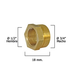 WOLFPACK LINEA PROFESIONAL Réduction hexagonale polie 3/4'' mâle x 1/2'' femelle