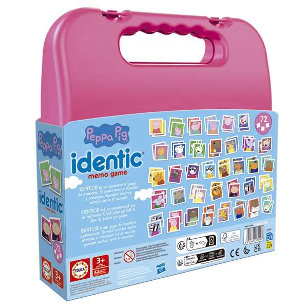 Educa Juego Identic Peppa Pig 72 Pièces - Jeu de Cartes et Puzzles en Français, Espagnol, Anglais, Portugais pour Enfants à Partir de 3 Ans