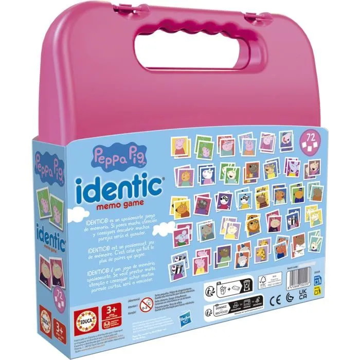 Educa Jeu de Mémoire Identic Peppa Pig 72 Cartes, Développe Mémoire et Attention, Dès 3 Ans, Réf. Peppa Pig