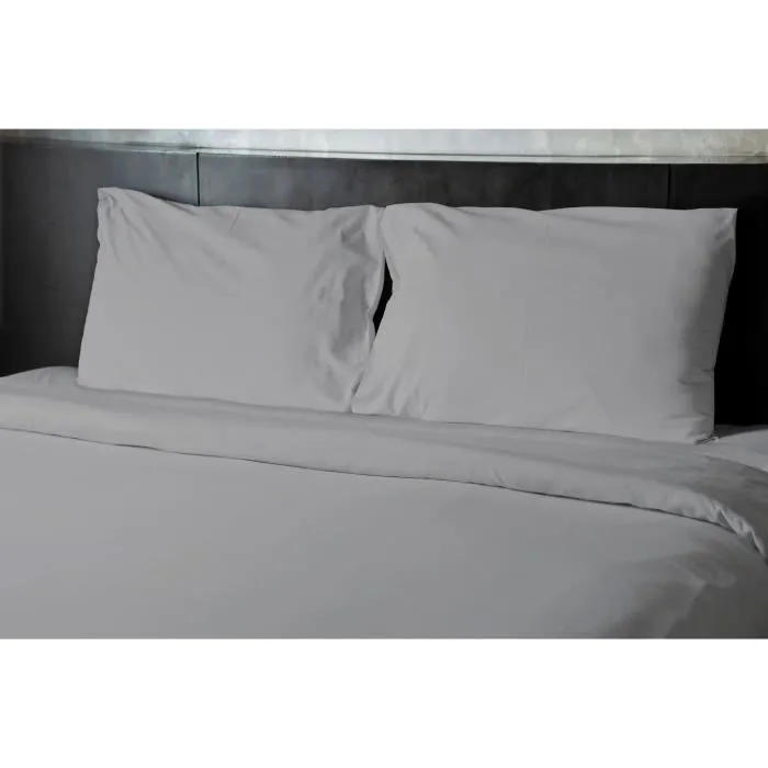Home Linge Passion - Drap plat en microfibre 82 g - 240 x 300 cm - Gris clair - Pour une chambre moderne et douce