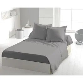 Home Linge Passion - Drap plat en microfibre 82 g - 240 x 300 cm - Gris clair - Pour une chambre moderne et douce