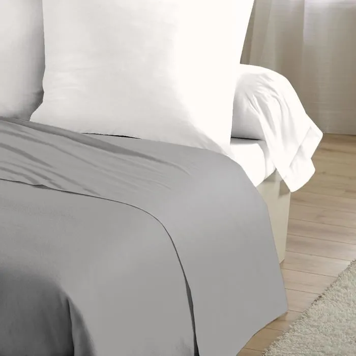 Home Linge Passion - Drap plat en microfibre 82 g - 240 x 300 cm - Gris clair - Pour une chambre moderne et douce