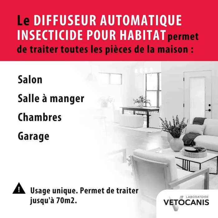 Vetocanis Diffuseur insecticide habitat 150 ml anti-parasites