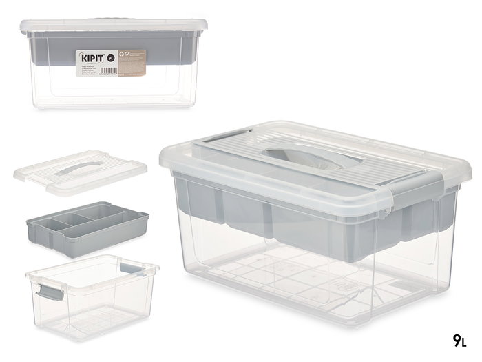 Kipit Organisateur Plastique Gris 9 L 35x17x23 cm Bandeja (Set de 6) Kipit Organisateur Plastique Gris 9 L 35x17x23 cm Bandeja (Set de 6)