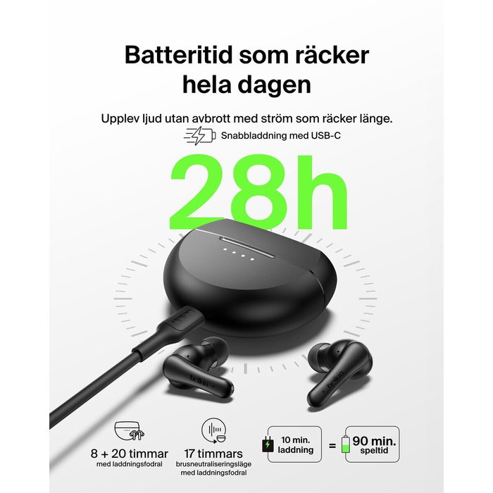 Belkin SoundForm Rhythm - Écouteurs Intra-auriculaires Noir Belkin SoundForm Rhythm - Écouteurs Intra-auriculaires Noir