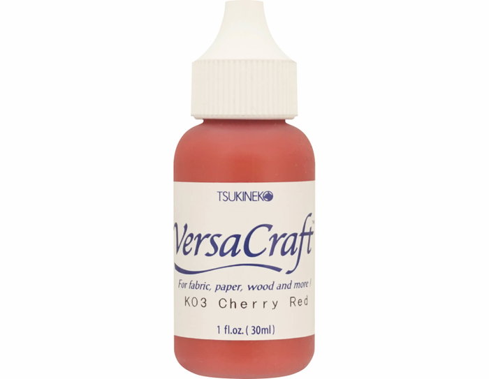 Tsukineko VERSACRAFT Encre Textile Cherry Red 30ml Tsukineko VERSACRAFT Encre Textile Cherry Red 30ml
