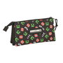 Trousse Fourre-Tout Triple Minecraft Noir 22 x 12 x 3 cm
