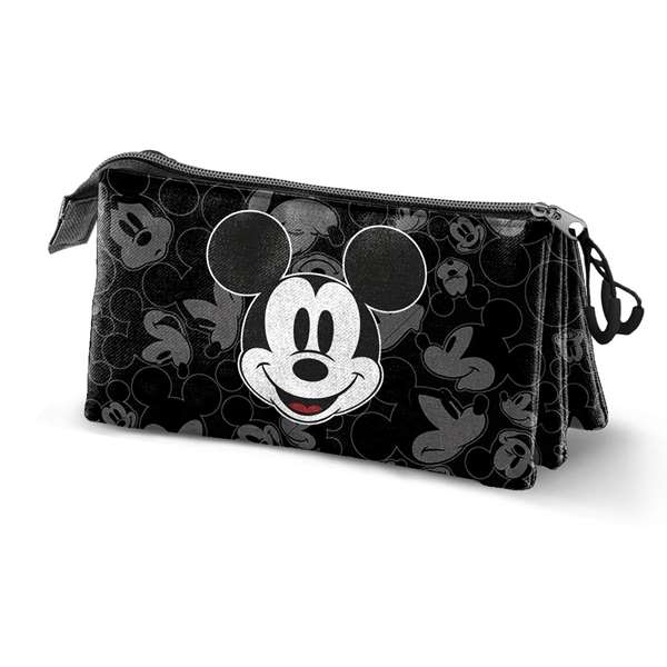 Karactermania Trousse triple à compartiments Mickey Mouse Year 23, dimensions 23 x 8 x 11 cm, 3 compartiments avec fermeture à zip, matière Ripstop, noir Karactermania Trousse triple à compartiments Mickey Mouse Year 23, dimensions 23 x 8 x 11 cm, 3 compartiments avec fermeture à zip, matière Ripstop, noir