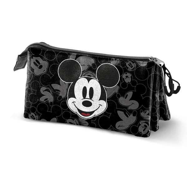Karactermania Trousse triple à compartiments Mickey Mouse Year 23, dimensions 23 x 8 x 11 cm, 3 compartiments avec fermeture à zip, matière Ripstop, noir Karactermania Trousse triple à compartiments Mickey Mouse Year 23, dimensions 23 x 8 x 11 cm, 3 compartiments avec fermeture à zip, matière Ripstop, noir