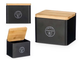 Kinvara Salero avec couvercle en bambou noir 14x11x11 cm (Set de 12)