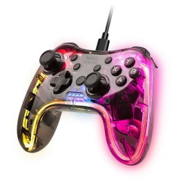 Mars Gaming MGP-C Manette Multiplateforme Neon RGB avec câble USB-A/USB-C, compatible PC, Switch, PS3