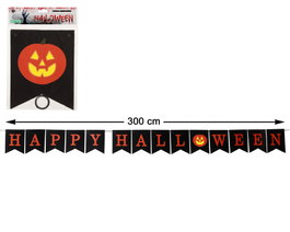 Atosa Guirlande Happy Halloween 300 cm avec fanions noirs et citrouilles