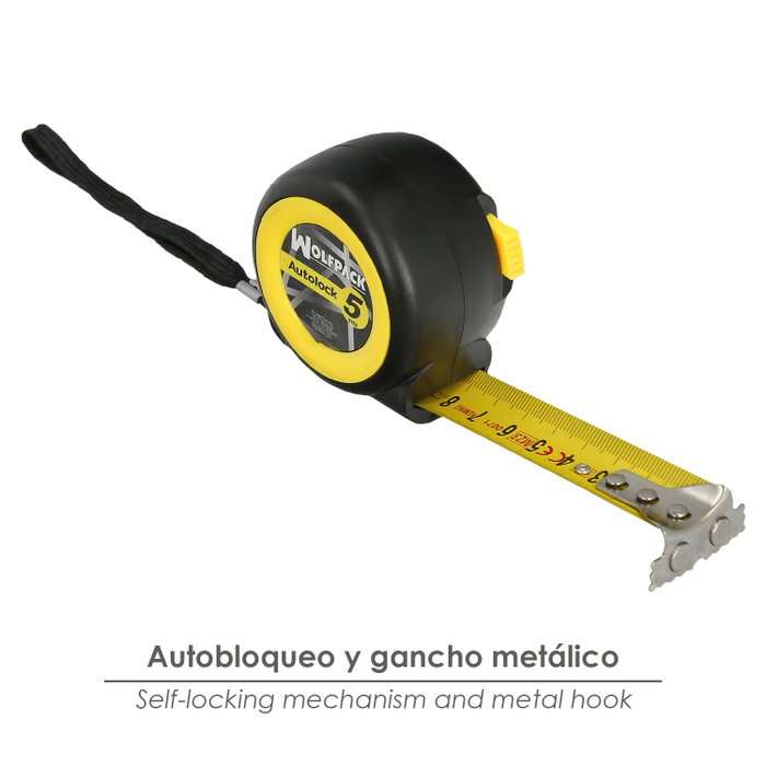 WOLFPACK LINEA PROFESIONAL Flexomètre Autolock 5m - Ruban 25mm Magnétique