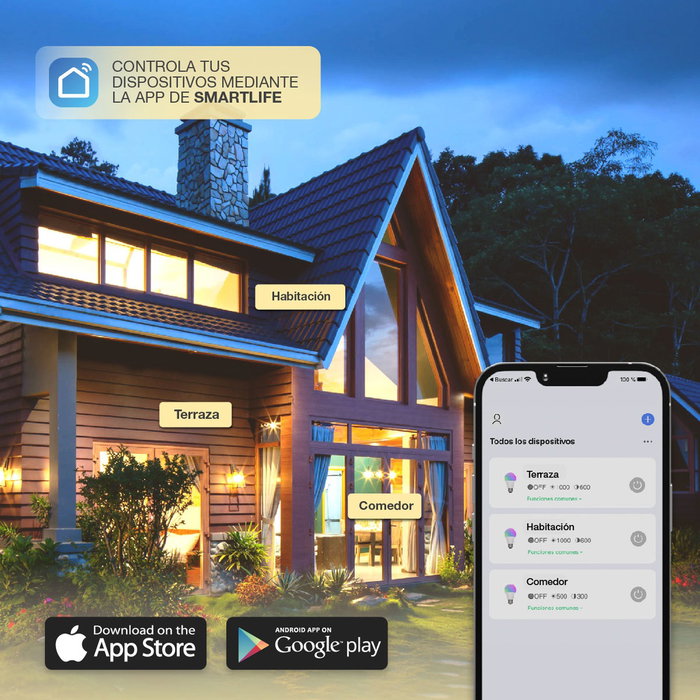 GSC Evolution Ampoule LED intelligente 9W E27 WiFi et Bluetooth réglable