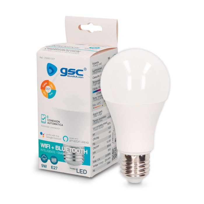GSC Evolution Ampoule LED intelligente 9W E27 WiFi et Bluetooth réglable