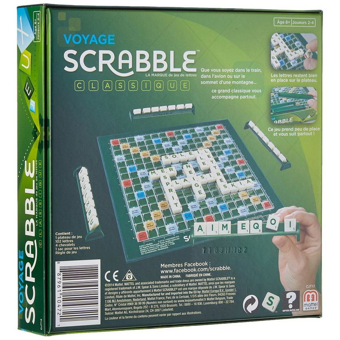 Mattel Games Scrabble Voyage Edition Voyage en format compact