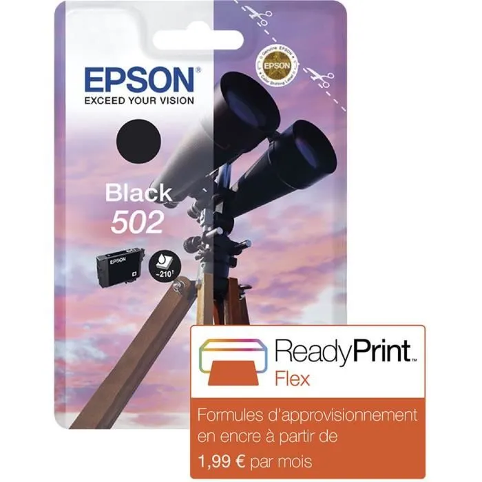 Epson Cartouche d'encre originale 502 Noir (C13T02V14010) - 4.6 ml, pour Expression Home XP-5100/XP-5105 et WorkForce WF-2860 série Epson Cartouche d'encre originale 502 Noir (C13T02V14010) - 4.6 ml, pour Expression Home XP-5100/XP-5105 et WorkForce WF-2860 série
