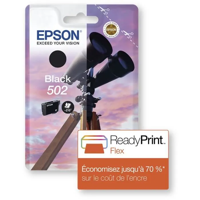 Epson Cartouche d'encre originale 502 Noir (C13T02V14010) - 4.6 ml, pour Expression Home XP-5100/XP-5105 et WorkForce WF-2860 série Epson Cartouche d'encre originale 502 Noir (C13T02V14010) - 4.6 ml, pour Expression Home XP-5100/XP-5105 et WorkForce WF-2860 série