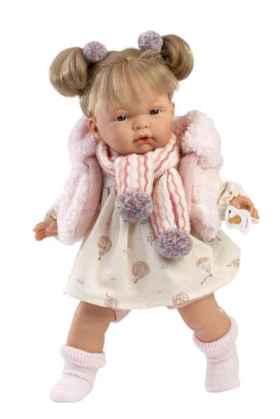 Llorens - Muñeca Joelle Llorona - Poupée de 38 cm avec corps en tissu et mécanisme sonore - Langue: espagnol