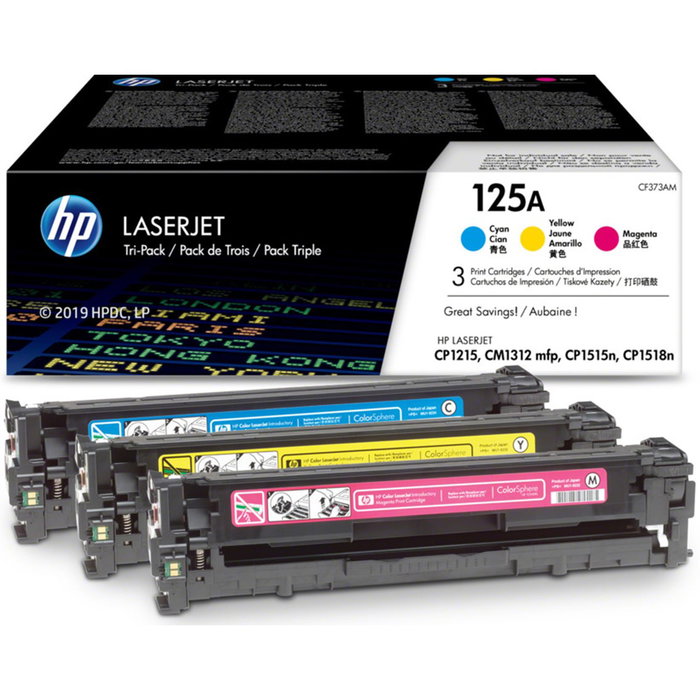 HP Toner Original LaserJet CF373AM Multipack Cyan Jaune Magenta