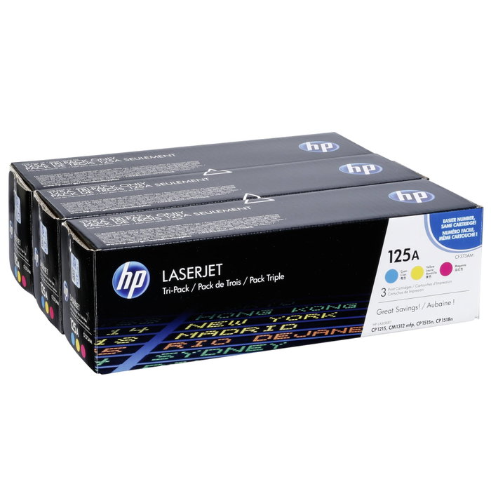 HP Multipack de 3 cartouches de toner 125A CF373AM (Cyan, Jaune, Magenta) HP Multipack de 3 cartouches de toner 125A CF373AM (Cyan, Jaune, Magenta)