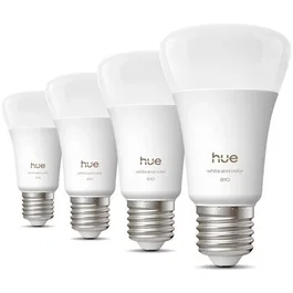 Philips Hue Pack de 4 ampoules LED connectées A60, Lumière blanche et colorée, E27