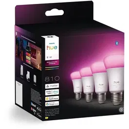 Philips Hue - Pack de 4 ampoules LED connectées A60 E27 - Lumière blanche et colorée, 6W (810 lm) - Gradation complète et technologie Chromasync