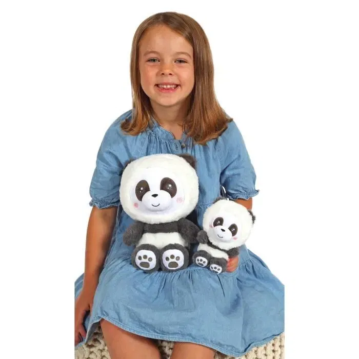 GIPSY TOYS Peluche Panda Hoody Pets, ours en peluche habillé avec une combinaison, 24 cm