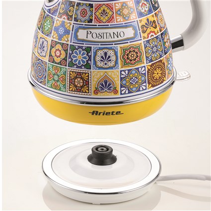 Ariete 2869 POSITANO Bouilloire électrique vintage 1,7 L - Base sans fil, filtration métal, arrêt automatique, filtre métallique et poignée ergonomique