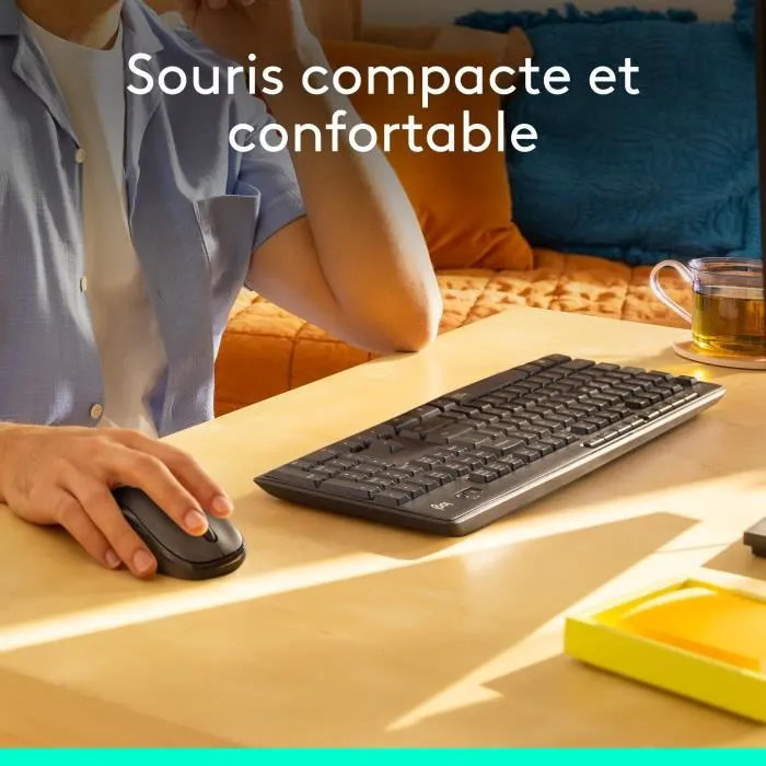 Logitech MK295 - Ensemble Clavier et Souris sans fil silencieux AZERTY noir - 2.4 GHz, pavé numérique, souris 1000 dpi - Compatible Windows, Chrome OS