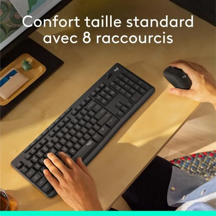 Logitech MK295 - Ensemble Clavier et Souris sans fil silencieux AZERTY noir - 2.4 GHz, pavé numérique, souris 1000 dpi - Compatible Windows, Chrome OS