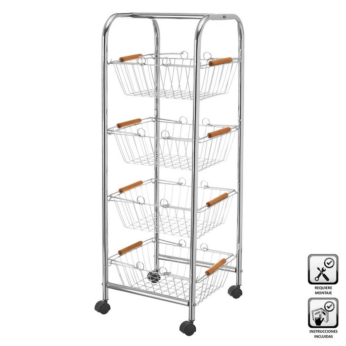 BigBuy Home Chariot à légumes Argenté Fer 28 x 26 x 78 cm BigBuy Home Chariot à légumes Argenté Fer 28 x 26 x 78 cm