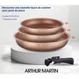 Arthur Martin AM9811 - Set de 3 poêles antiadhésives en aluminium pour tous feux (induction inclus) - Ø 20, 24 et 28 cm avec poignée amovible - Terracotta