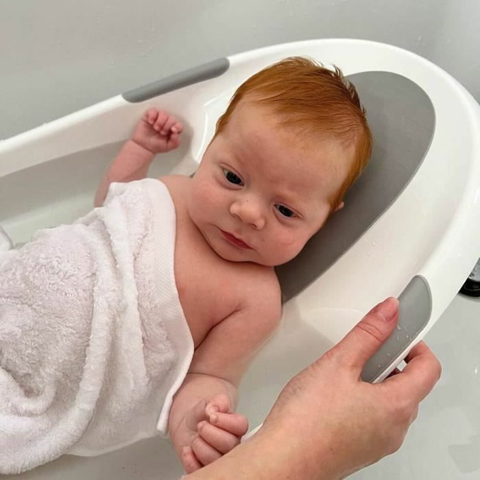 Nuby Baignoire Bébé Blanche avec Appui-tête Souple et Siège Antidérapant