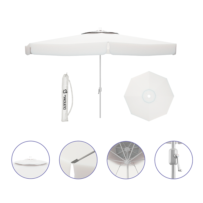 Marbueno 10184 Parasol Aluminium 8 Baleines D300 cm Polyester Blanc Jardin Piscine Terrasse Marbueno 10184 Parasol Aluminium 8 Baleines D300 cm Polyester Blanc Jardin Piscine Terrasse