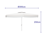 Marbueno 10184 Parasol Aluminium 8 Baleines D300 cm Polyester Blanc Jardin Piscine Terrasse