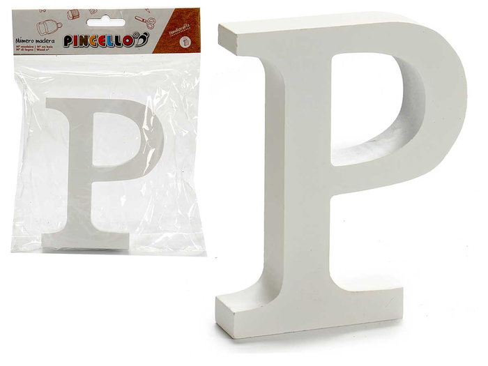 PINCELLO Lettre P en bois blanc 2x11cm PINCELLO Lettre P en bois blanc 2x11cm