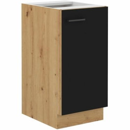 Meuble bas MODENA 1 porte battante - Chêne artisan / Noir mat