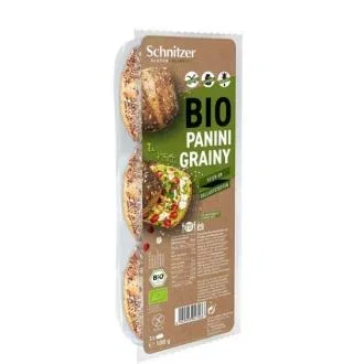 Schnitzer Panini sans gluten Panni Grainy 188 g, avec graines (tournesol, lin, sésame, pavot), bio Schnitzer Panini sans gluten Panni Grainy 188 g, avec graines (tournesol, lin, sésame, pavot), bio