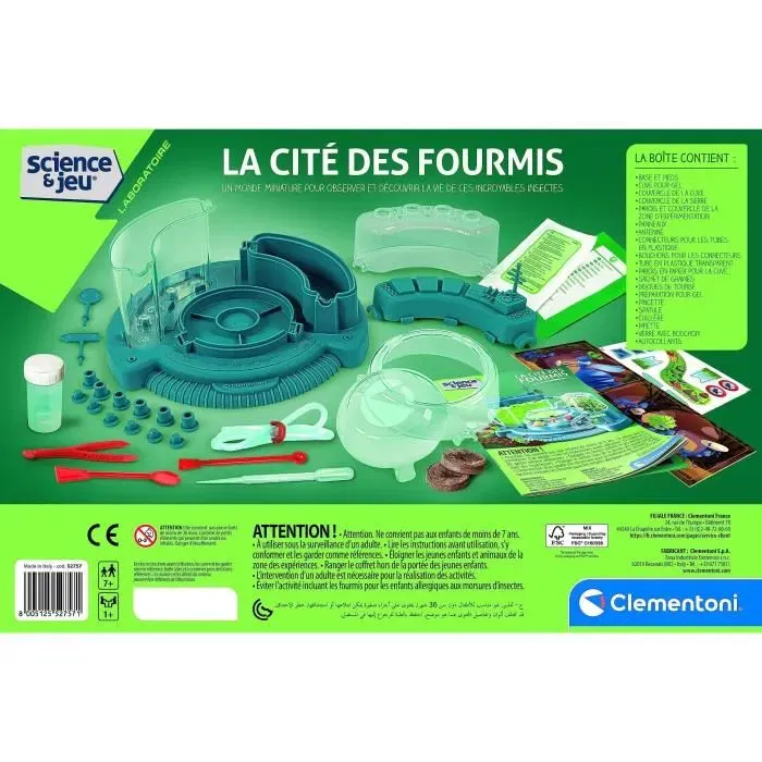 Clementoni - Sciences et Jeu - La Cité des Fourmis - Observatoire de Fourmis avec Galeries, Module Botanique et Espace Nourriture - Fabriqué en Italie