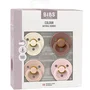 Bibs Pack de 4 sucettes en caoutchouc naturel Taille 2 Ivory Blush Woodchuck Blossom avec embout rond