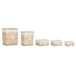 Panier à linge Home ESPRIT Naturel osier Boho 47 x 35 x 55 cm 5 Pièces