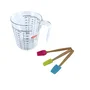 ZENKER Smart Pastry - Verre doseur 1L et set de 3 ustensiles pâtisserie bois/silicone -Kit pâtisserie