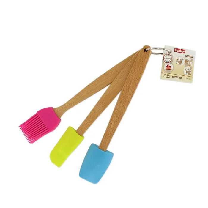 ZENKER Smart Pastry - Verre doseur 1L et set de 3 ustensiles pâtisserie bois/silicone -Kit pâtisserie