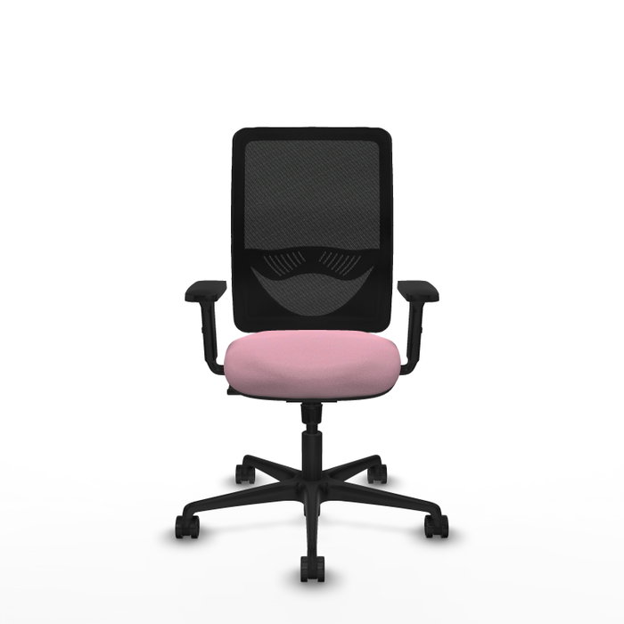 Chaise Zulema Synchro 3 positions tissu Rose Maille Noir Base en nylon noir Accoudoir 2D Sans appui-tête Roulettes 65mm nylon Chaise Zulema Synchro 3 positions tissu Rose Maille Noir Base en nylon noir Accoudoir 2D Sans appui-tête Roulettes 65mm nylon