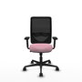 Chaise Zulema Synchro 3 positions tissu Rose Maille Noir Base en nylon noir Accoudoir 2D Sans appui-tête Roulettes 65mm nylon
