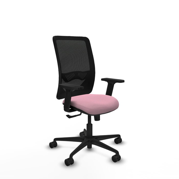 Chaise Zulema Synchro 3 positions tissu Rose Maille Noir Base en nylon noir Accoudoir 2D Sans appui-tête Roulettes 65mm nylon Chaise Zulema Synchro 3 positions tissu Rose Maille Noir Base en nylon noir Accoudoir 2D Sans appui-tête Roulettes 65mm nylon