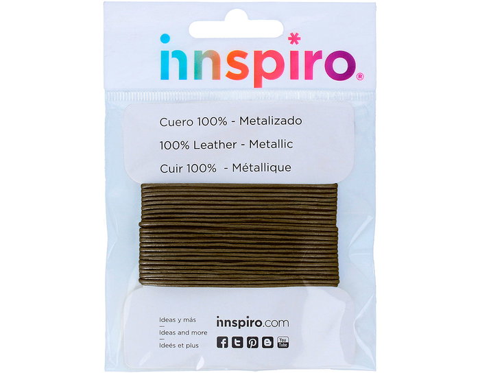 Innspiro Cordon en cuir métallique cuivre vieilli 2,0 mm 5 m Innspiro Cordon en cuir métallique cuivre vieilli 2,0 mm 5 m